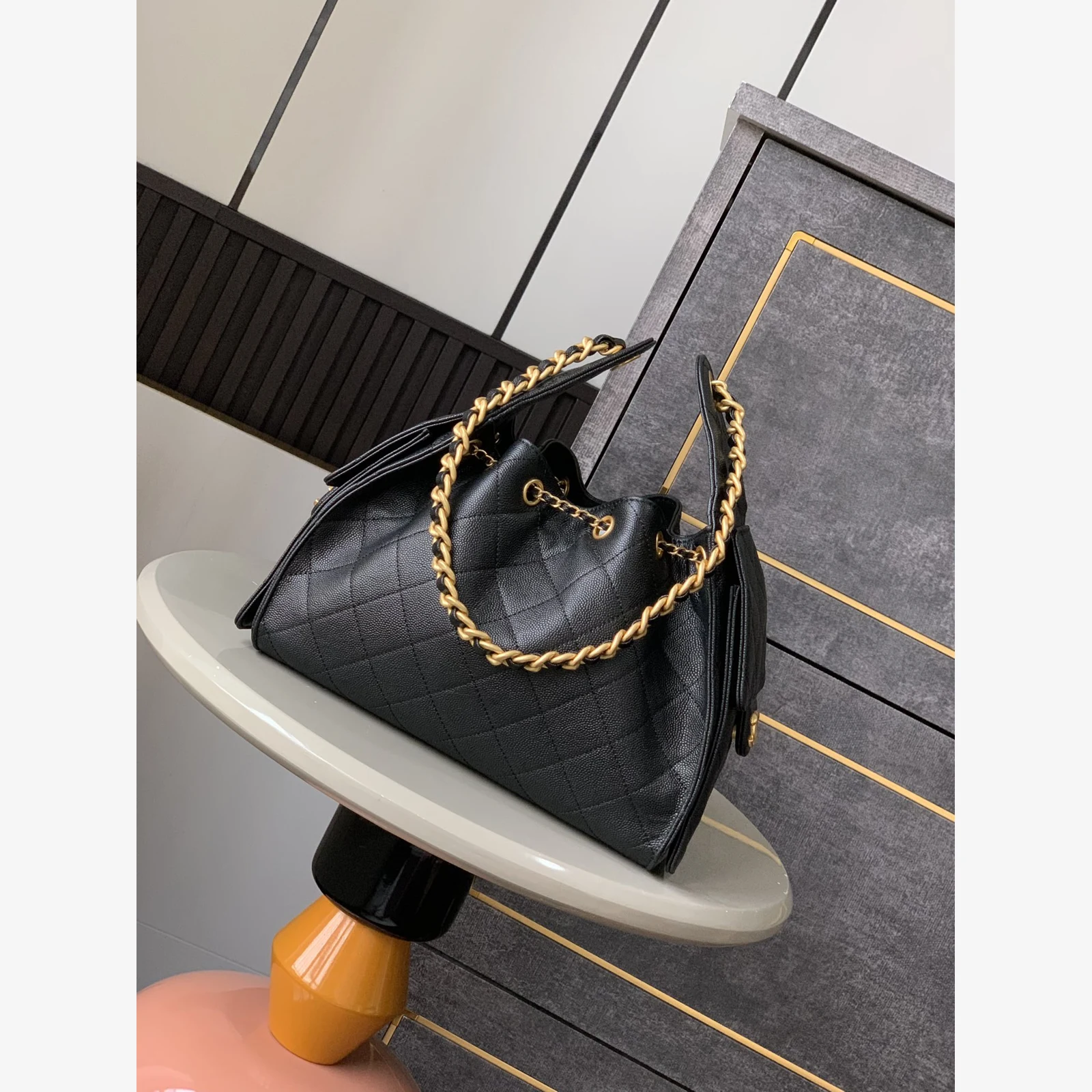 Chanel 25 Small Handbag · Black Grained Calfskin Black · Grained Calfskin · Gold-Tone Metal