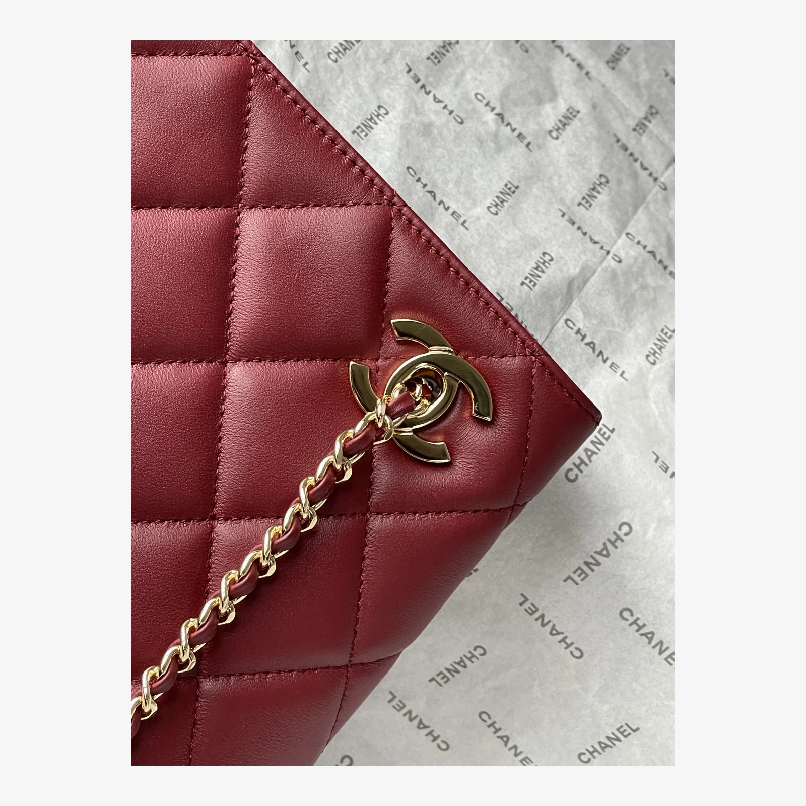 Chanel Mini Shopping Bag AS6248 · Lambskin Dark Burgundy · Lambskin · Gold-Tone Metal