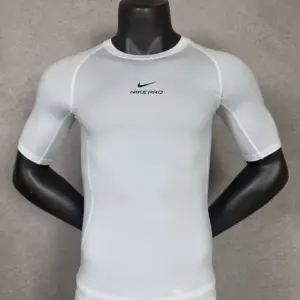 White Short Sleeve Compression Shirt 005