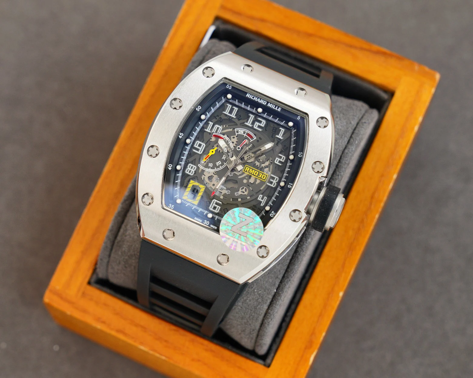 Richard Mille RM 030 — Silver tone case / Black strap — image 2