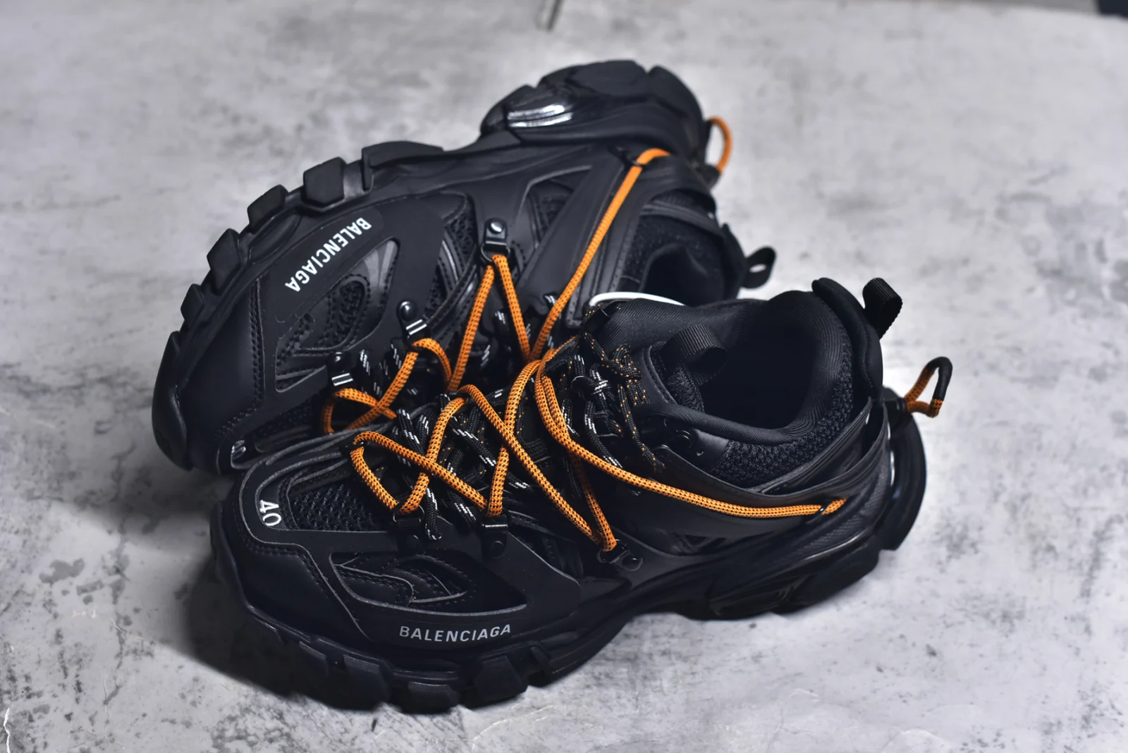 Balenciaga Track Trail Laces Sneaker Black / Orange · 800592WTRHK1000