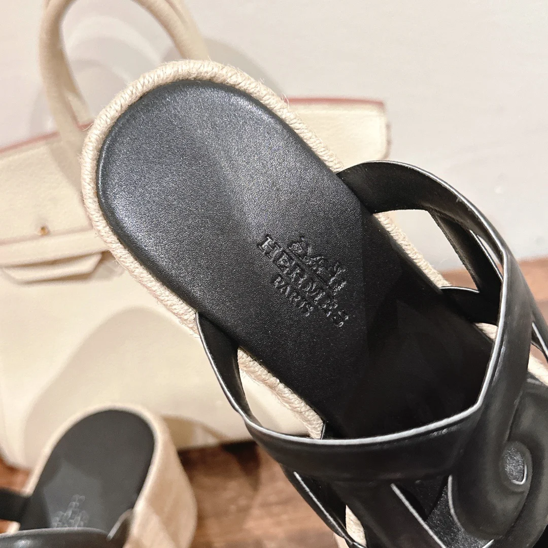 Hermès Ithea 30 Espadrille Noir