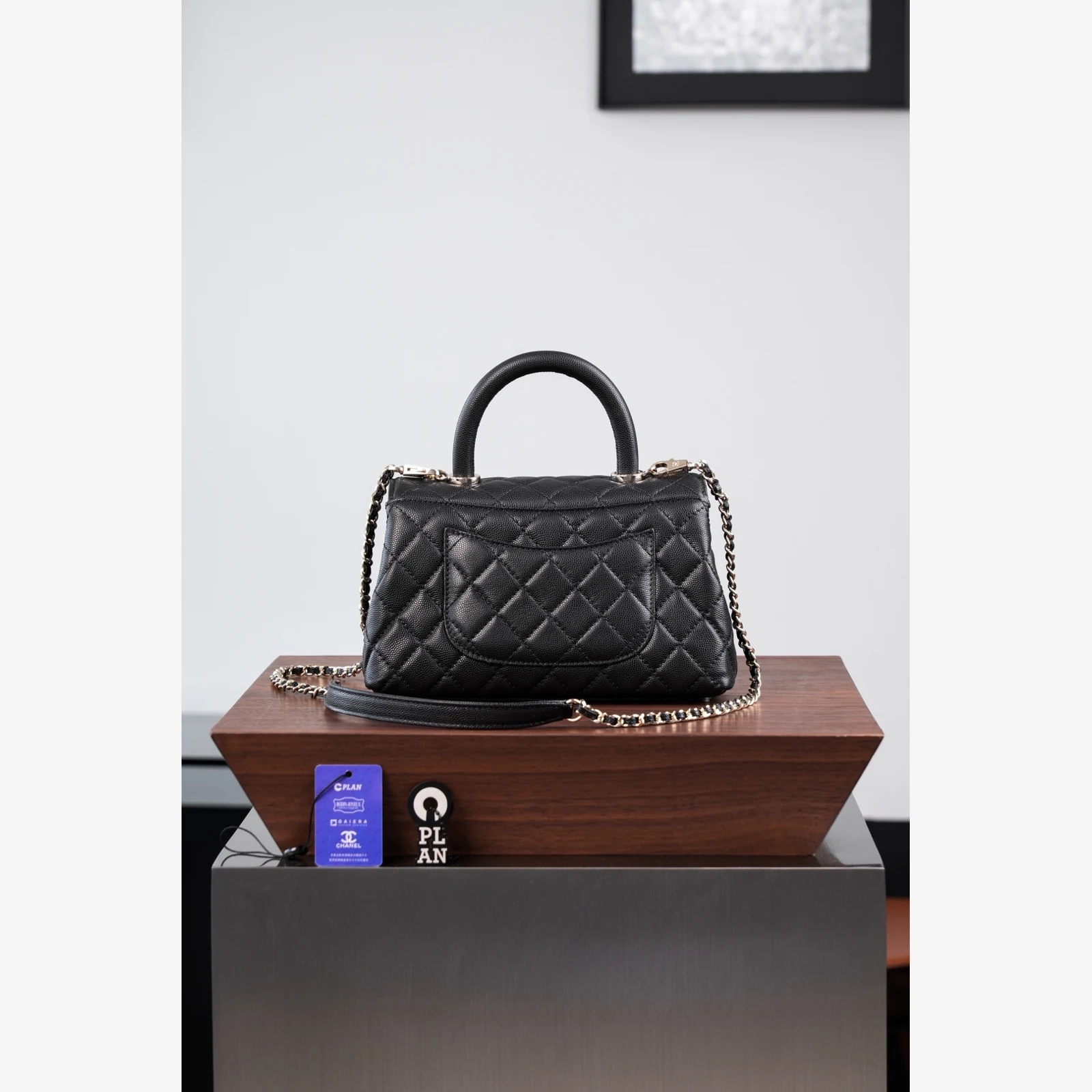 Chanel Flap Bag with Top Handle A92990 · Black Grained Calfskin — image 8