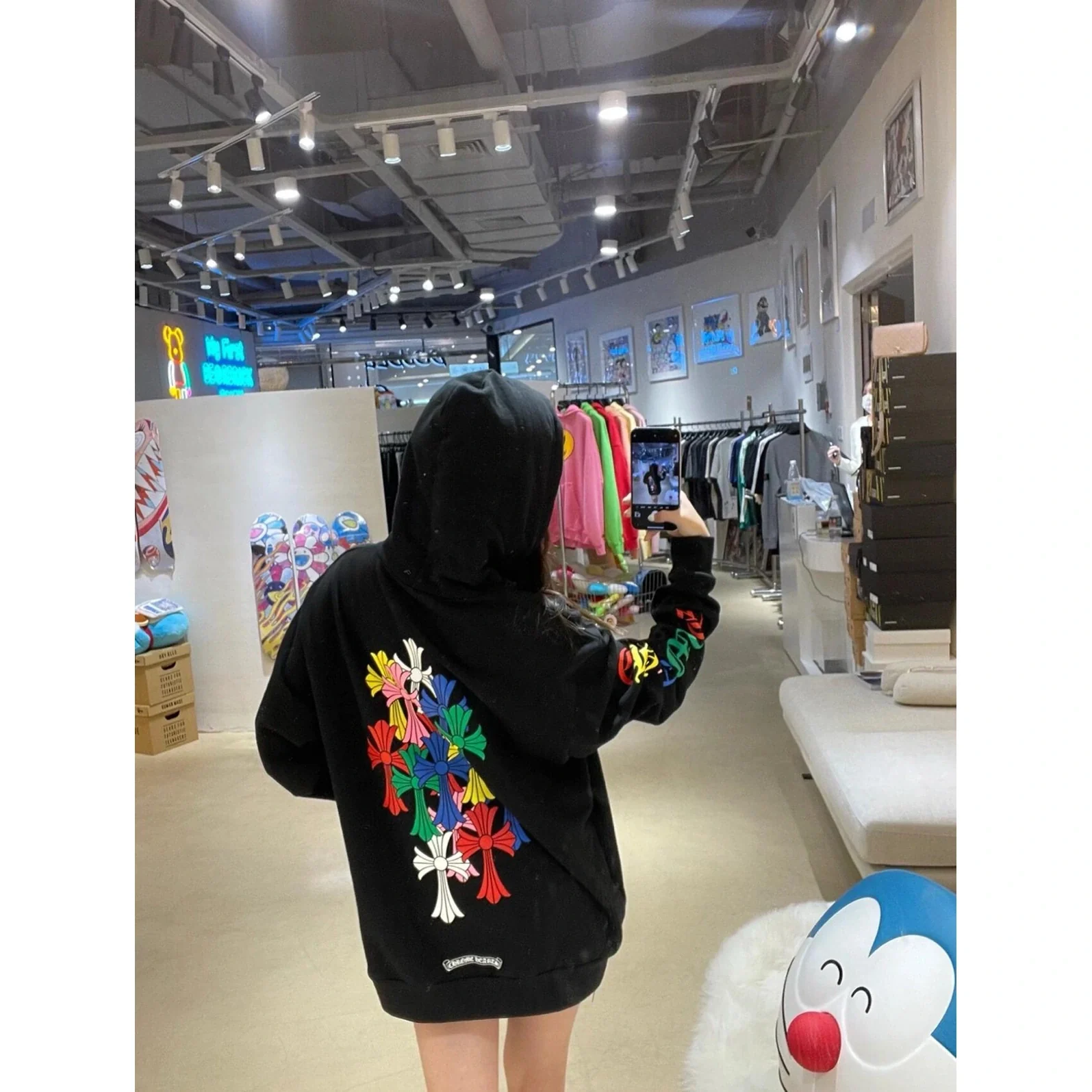Chrome Hearts Multicolor Cross Zip Up Hoodie Black / Multicolor