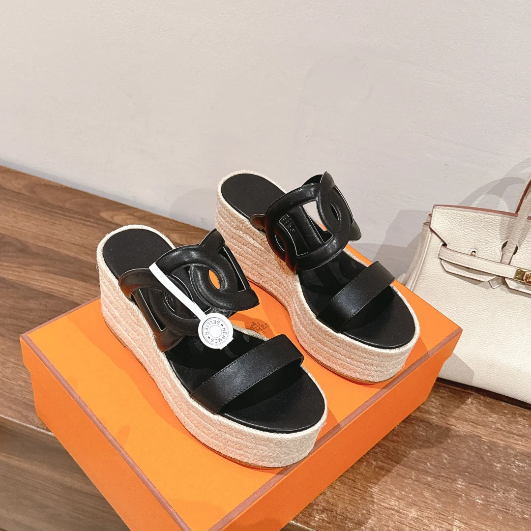 Hermès Ithea 30 Espadrille Noir