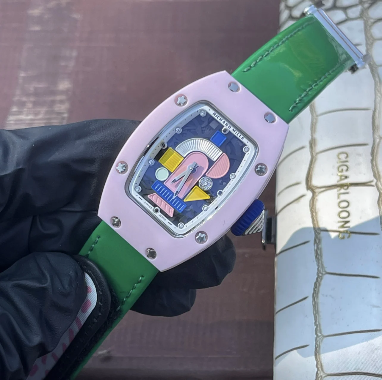 Richard Mille RM 07-01 — Pastel Lavender case / Green strap — image 2