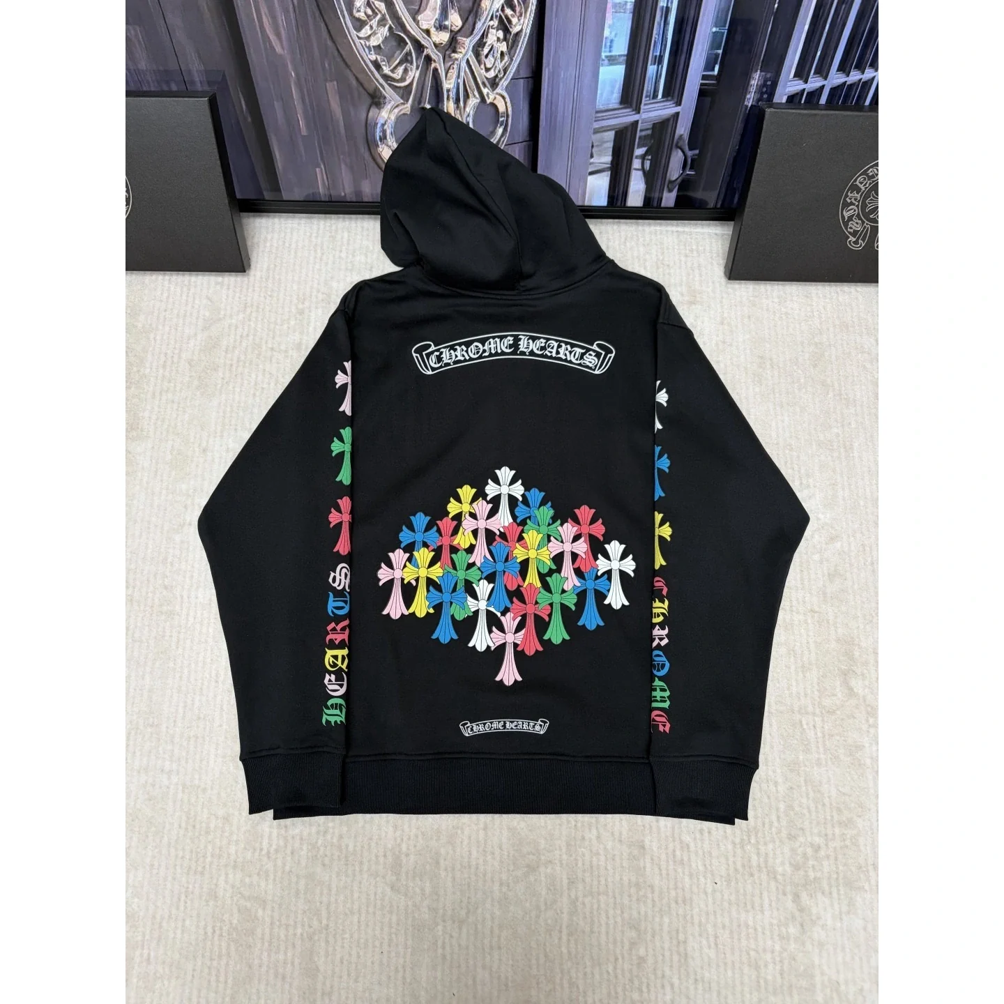 Chrome Hearts Multicolor Cross Zip Up Hoodie Black / Multicolor