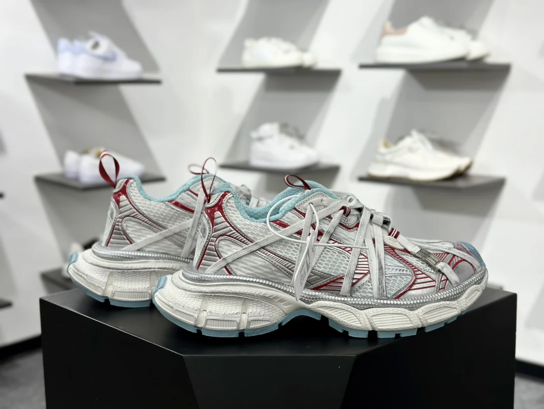 Balenciaga 3XL Extreme Laces B White / Red / Turquoise / Grey · 825601W3XCH1614