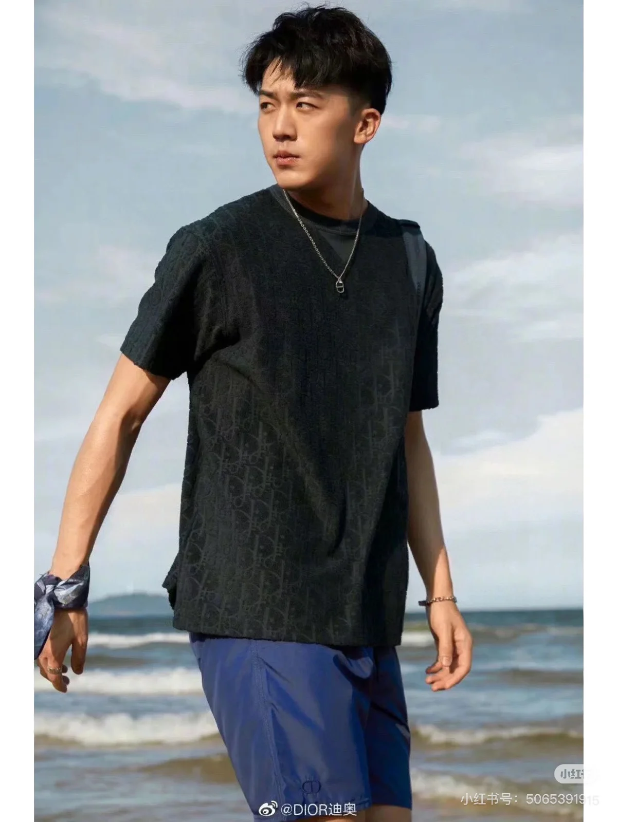 Dior Oblique Relaxed-Fit T-Shirt Black Terry Cotton Jacquard