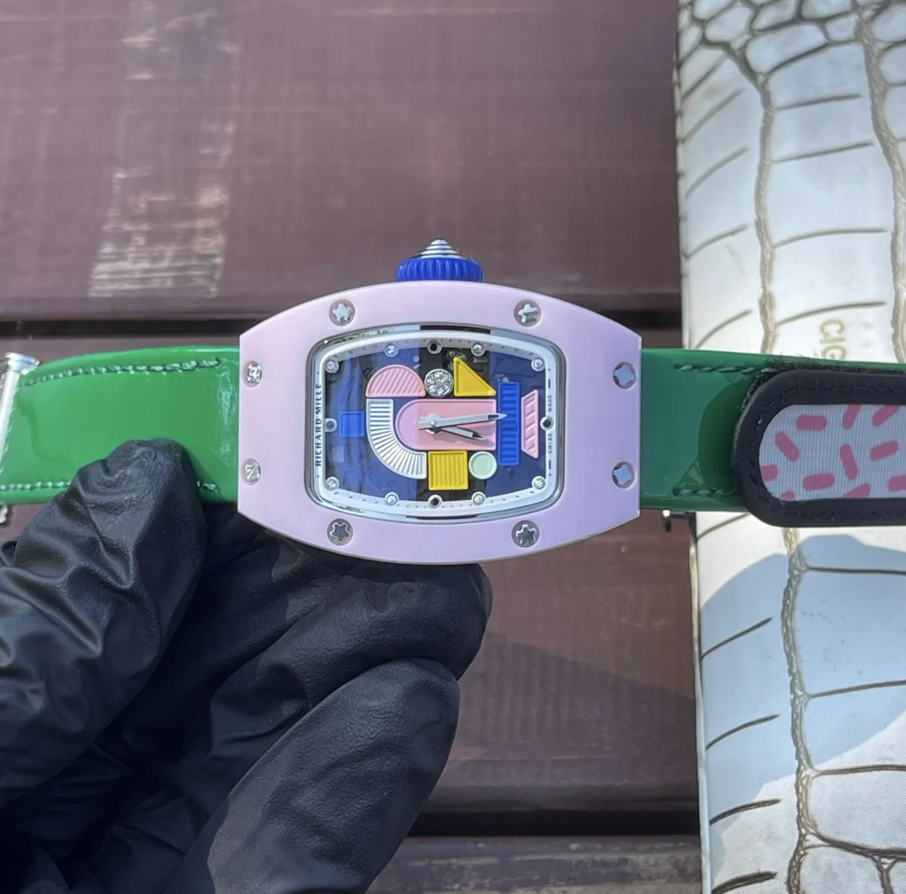 Richard Mille RM 07-01 — Pastel Lavender case / Green strap — image 3