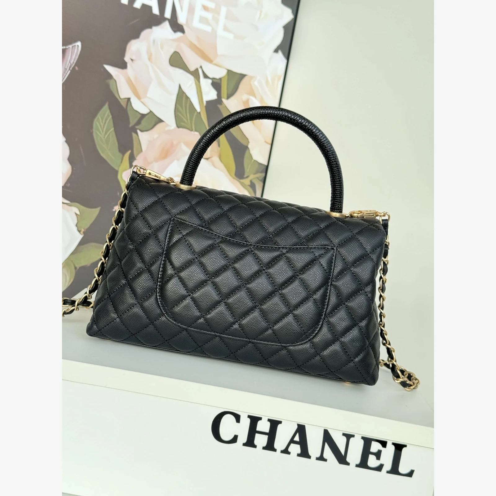 Chanel Large Flap Bag with Top Handle A92991 · Black Grained Calfskin — image 2