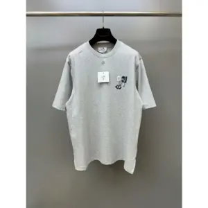 Hermès H Puzzle T-Shirt with Leather Detail Gris full view