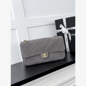 Chanel Maxi Flap Bag AS6627 · Suede Calfskin Dark Grey · Suede Calfskin · Gold-Tone Metal
