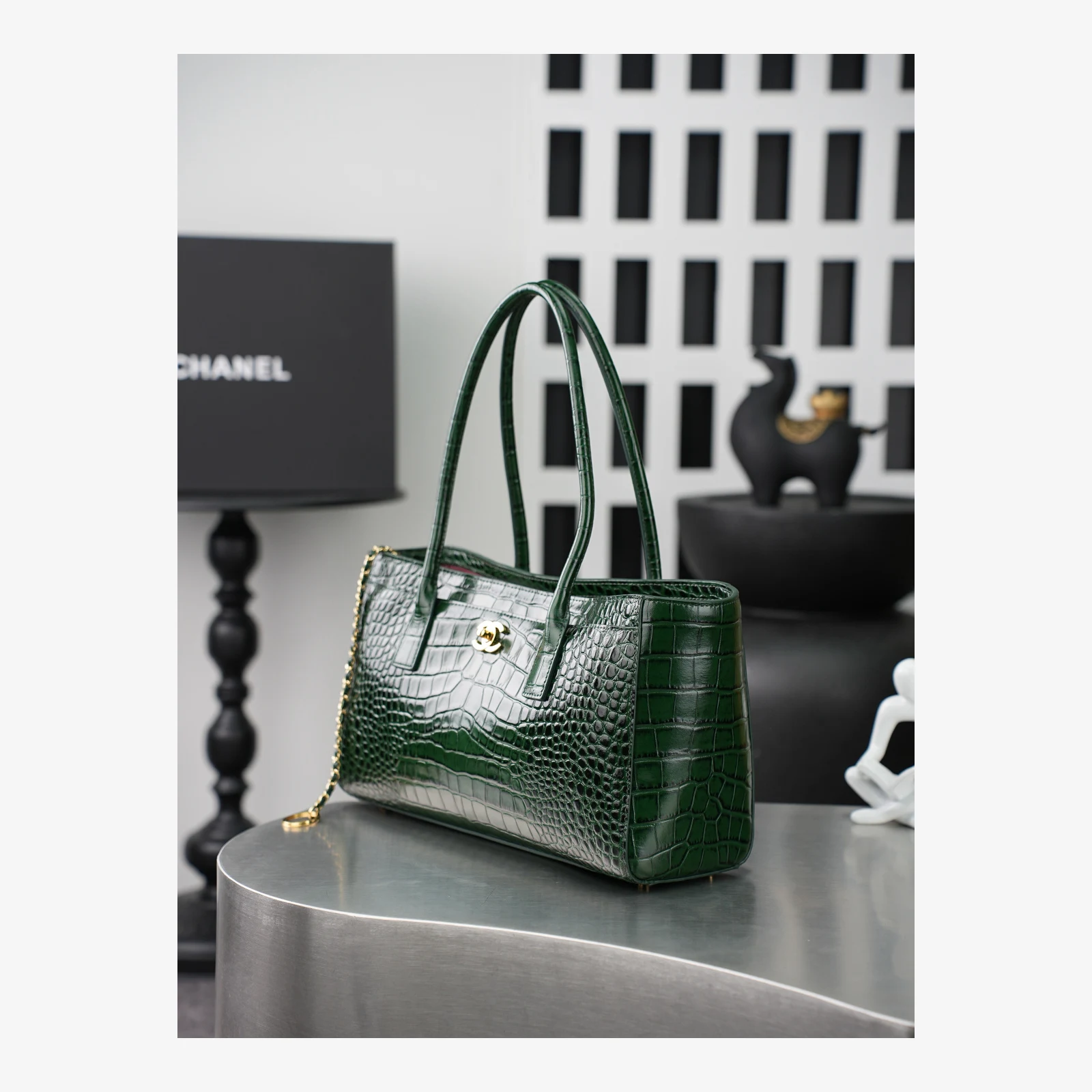Chanel Small Shopping Bag AS6243 · Crocodile Embossed Green · Crocodile Embossed Calfskin · Gold-Tone Metal