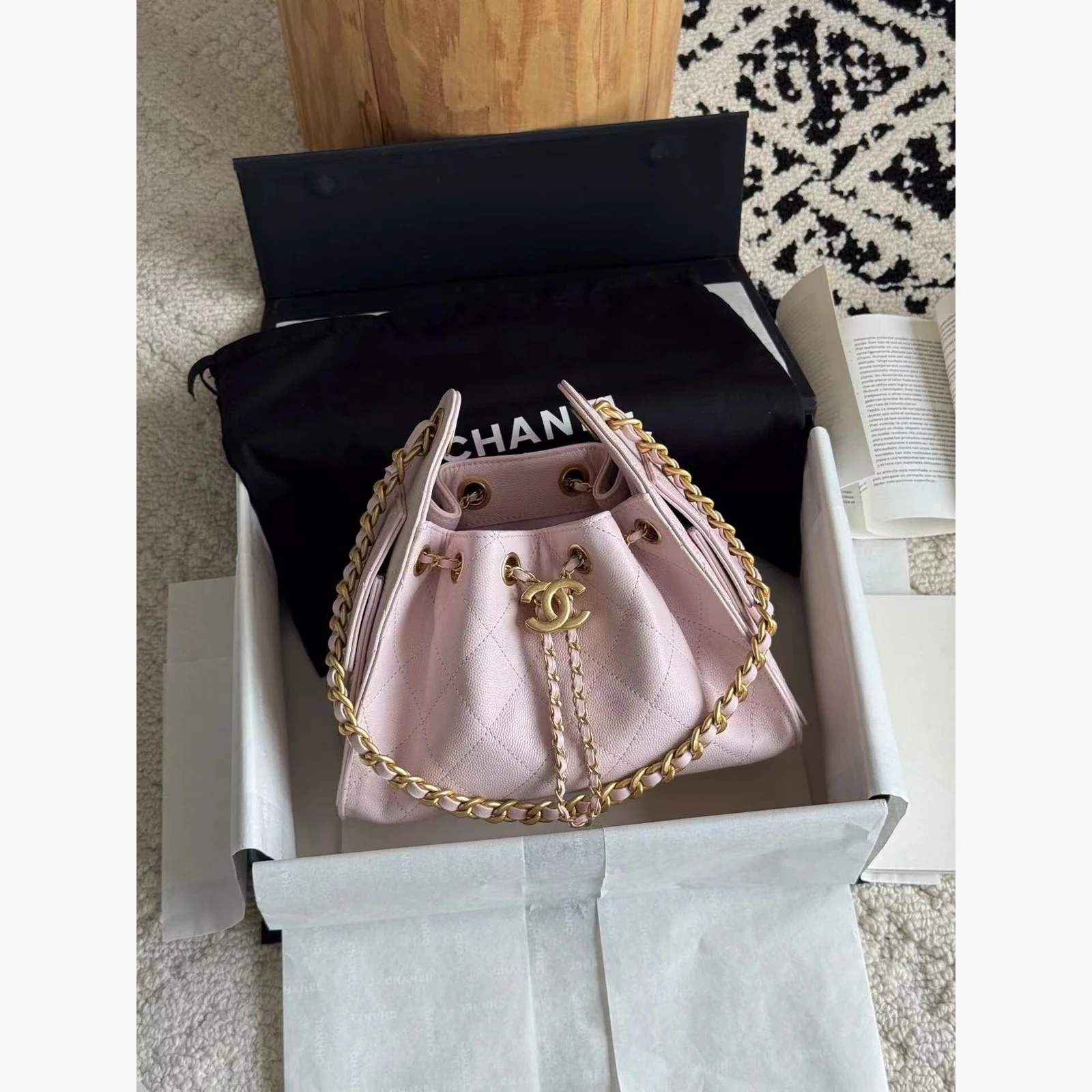 Chanel 25 Mini Handbag AS5631 · Grained Calfskin Light Pink · Grained Calfskin · Gold-Tone Metal
