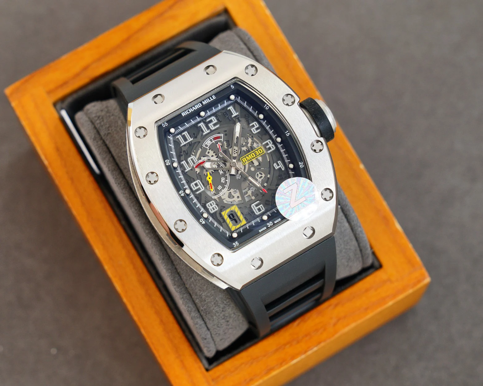 Richard Mille RM 030 — Silver tone case / Black strap — image 3