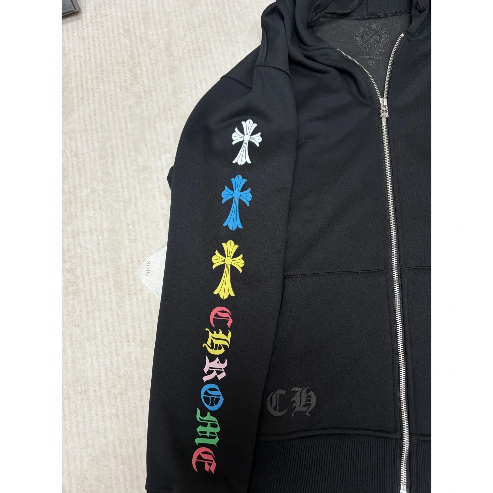 Chrome Hearts Multicolor Cross Zip Up Hoodie Black / Multicolor