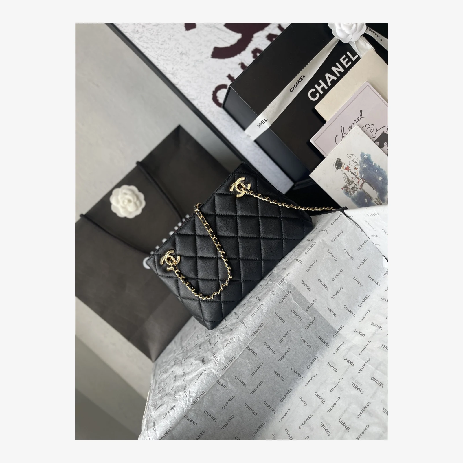 Chanel Mini Shopping Bag AS6248 · Lambskin Black · Lambskin · Gold-Tone Metal
