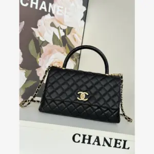 Chanel Large Flap Bag with Top Handle A92991 · Black Grained Calfskin — image 1