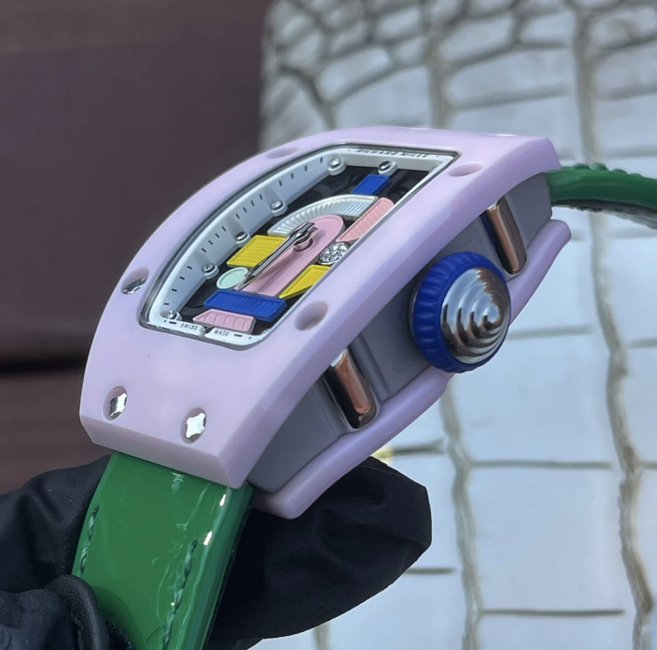 Richard Mille RM 07-01 — Pastel Lavender case / Green strap — image 5