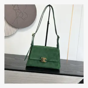 Chanel Small Flap Bag AS6489 · Dark Green Suede Calfskin Dark Green · Suede Calfskin & Calfskin · Gold-Tone Metal