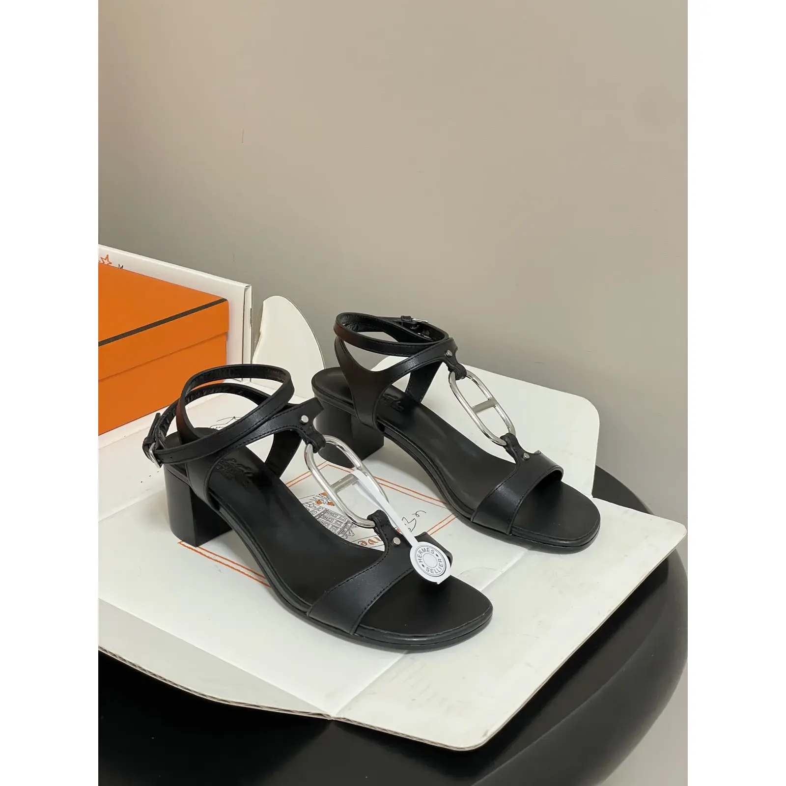 Hermès Miramar 50 Sandal Noir full view