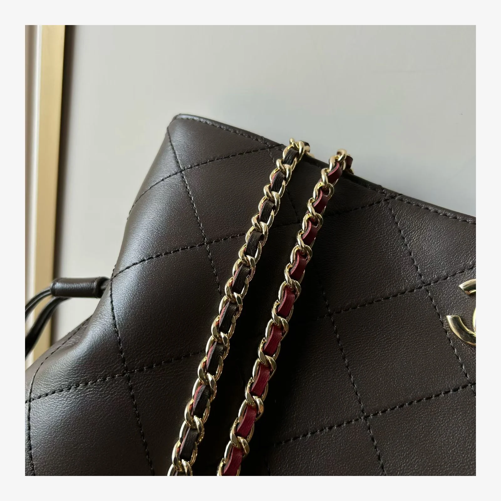 Chanel Small Shopping Bag AS6495 · Lambskin Dark Brown · Lambskin · Gold-Tone Metal