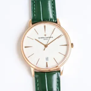 Vacheron Constantin Patrimony Self-winding 85180 Watch Silver commemorative dial pink gold case green leather · 85180/000R-H116