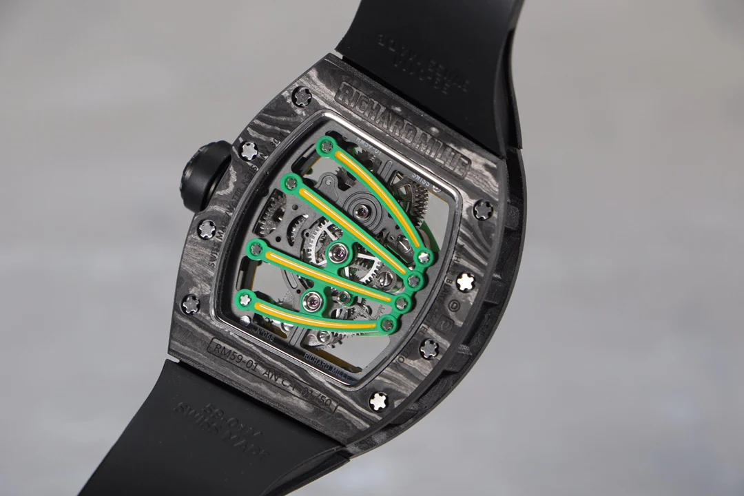 Richard Mille RM 59-01 — Dark case / Green and yellow dial / Black strap — image 6