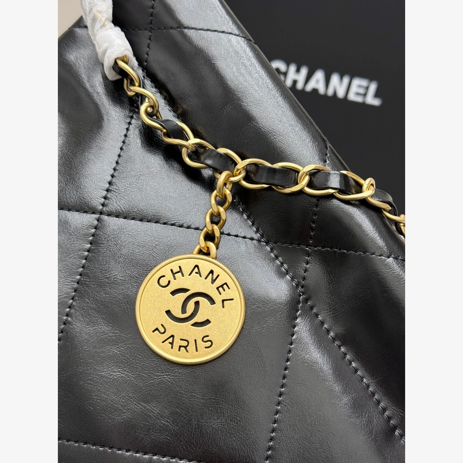 Chanel 22 Small Handbag · Black Shiny Calfskin Black · Shiny Calfskin · Gold-Tone Metal