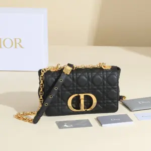 Small Dior Caro Bag Black Supple Cannage Calfskin · M9241UWHC_M900