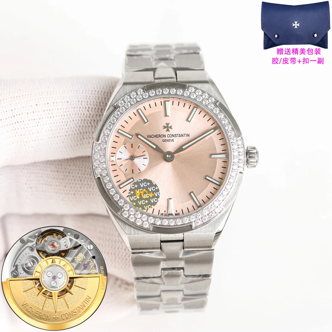 Vacheron Constantin Overseas Self-winding 2305V Watch Rosy beige dial diamond bezel steel bracelet · 2305V/100A-B078