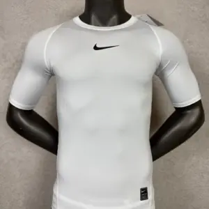 White Short Sleeve Compression Shirt 003