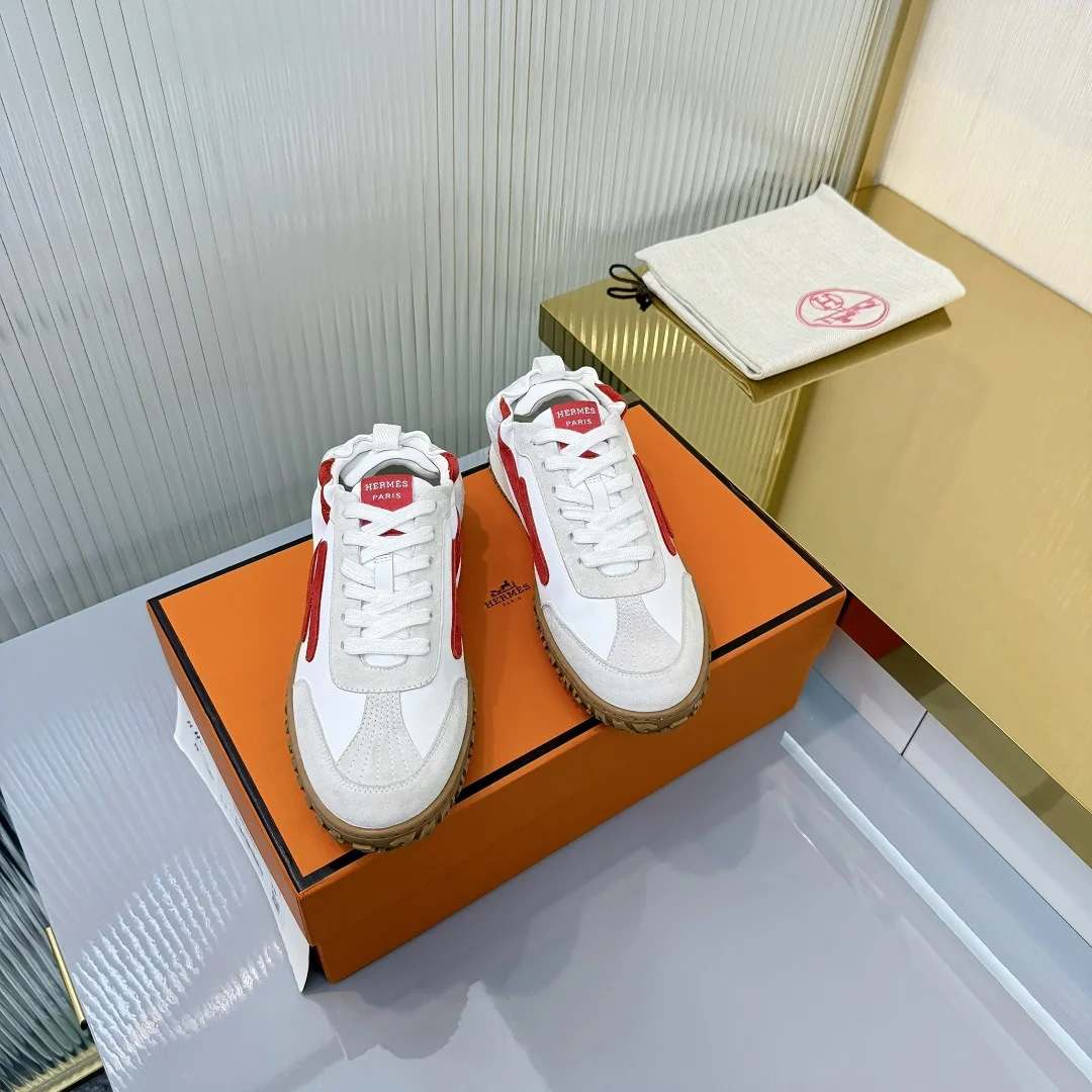 Hermès Deep Sneaker Blanc / Rouge Grenadine