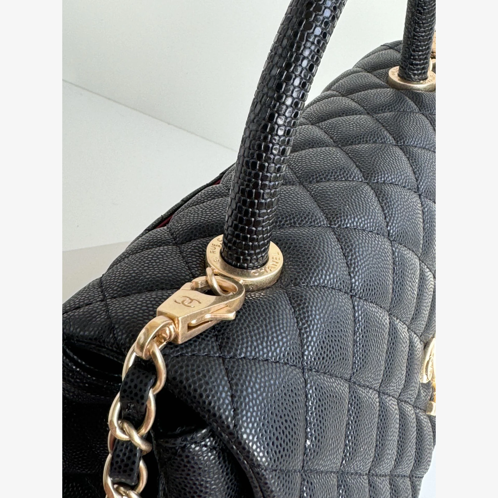 Chanel Large Flap Bag with Top Handle A92991 · Black Grained Calfskin — image 4