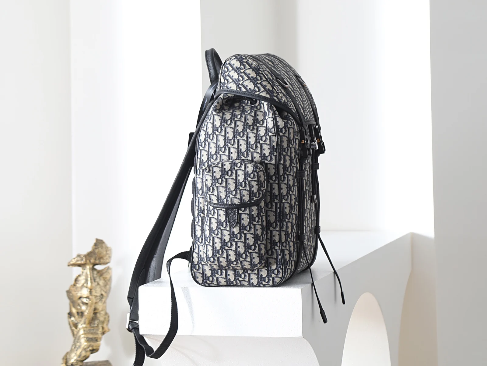 Dior Hit the Road Backpack with Flap Beige and Black Dior Oblique · 1ESBA205YKY_H27E