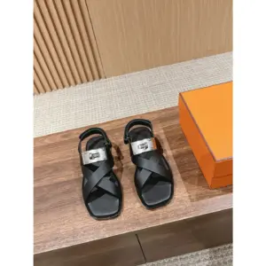 Hermès Ines Sandal Noir full view