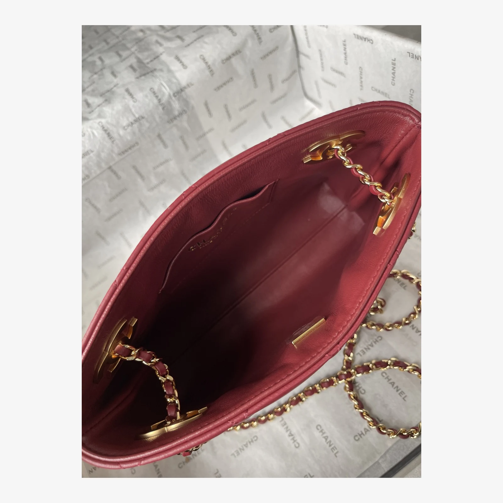 Chanel Mini Shopping Bag AS6248 · Lambskin Dark Burgundy · Lambskin · Gold-Tone Metal