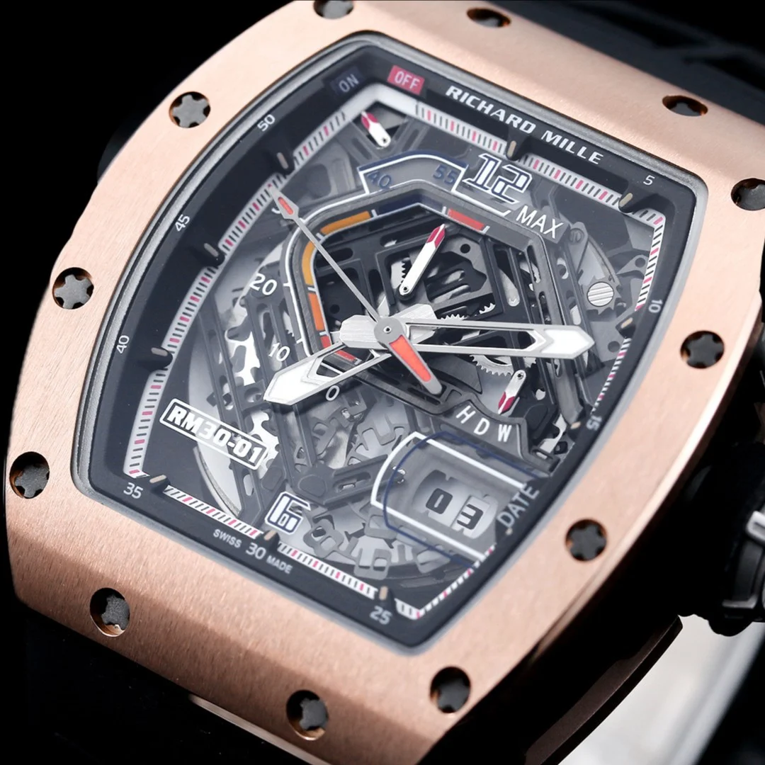 Richard Mille RM 30-01 — Rose tone case / Black strap — image 5