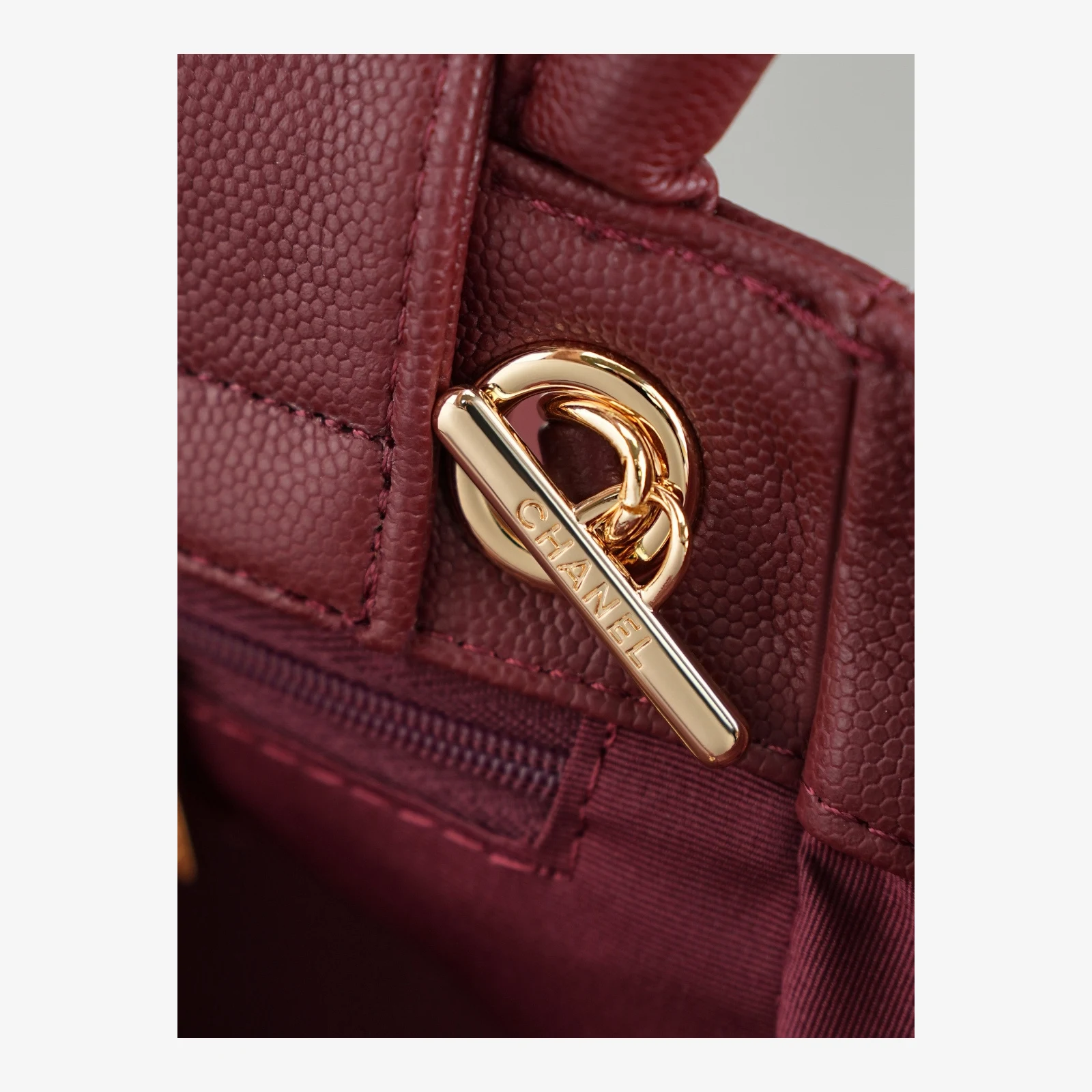 Chanel Small Shopping Bag AS6025 · Dark Burgundy Dark Burgundy · Grained Calfskin · Gold-Tone Metal