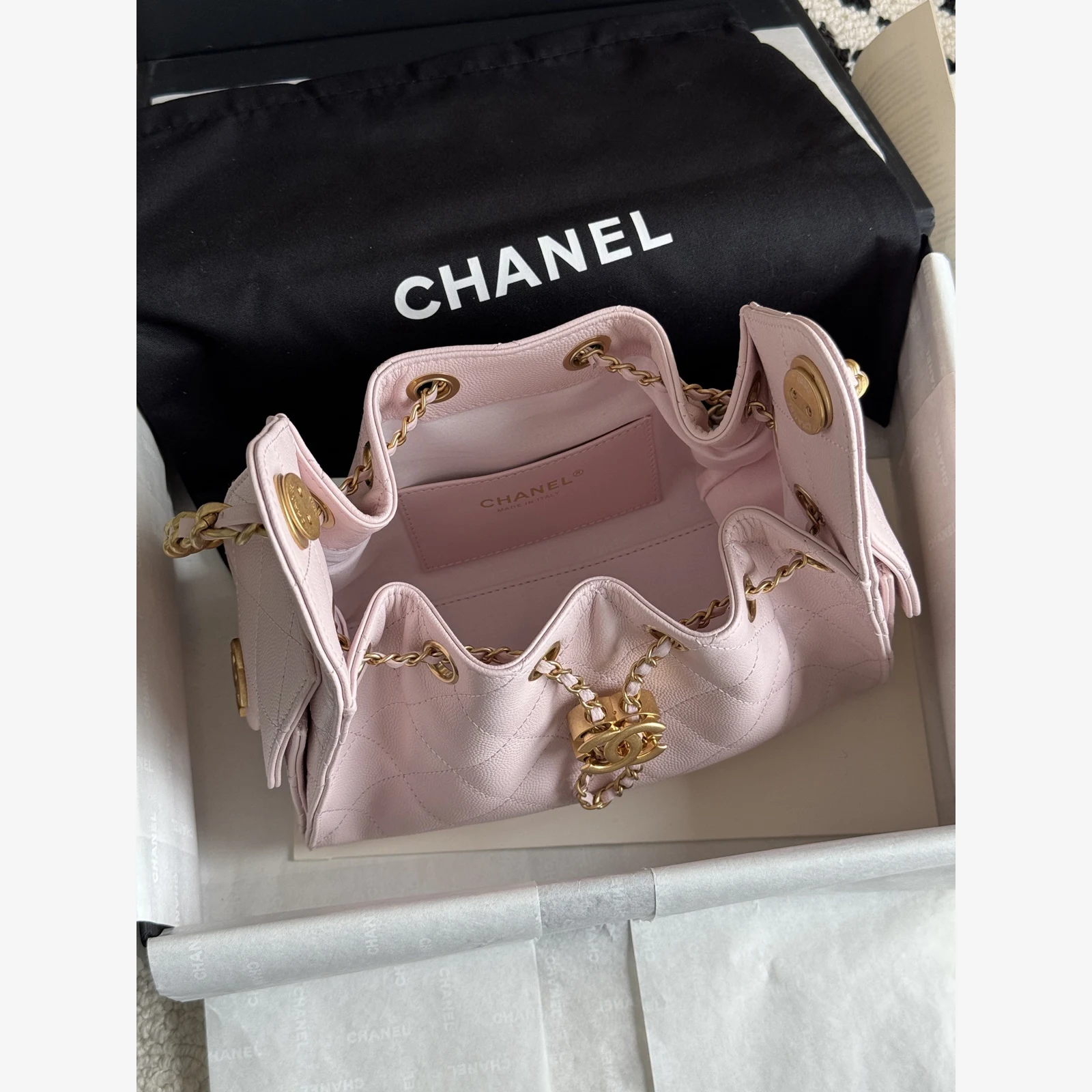 Chanel 25 Mini Handbag AS5631 · Grained Calfskin Light Pink · Grained Calfskin · Gold-Tone Metal