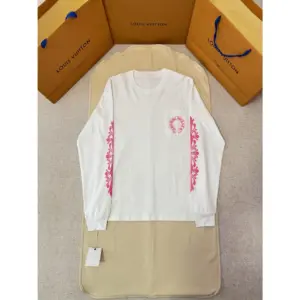 Chrome Hearts Pink Floral Sleeve Long Sleeve Tee White / Pink