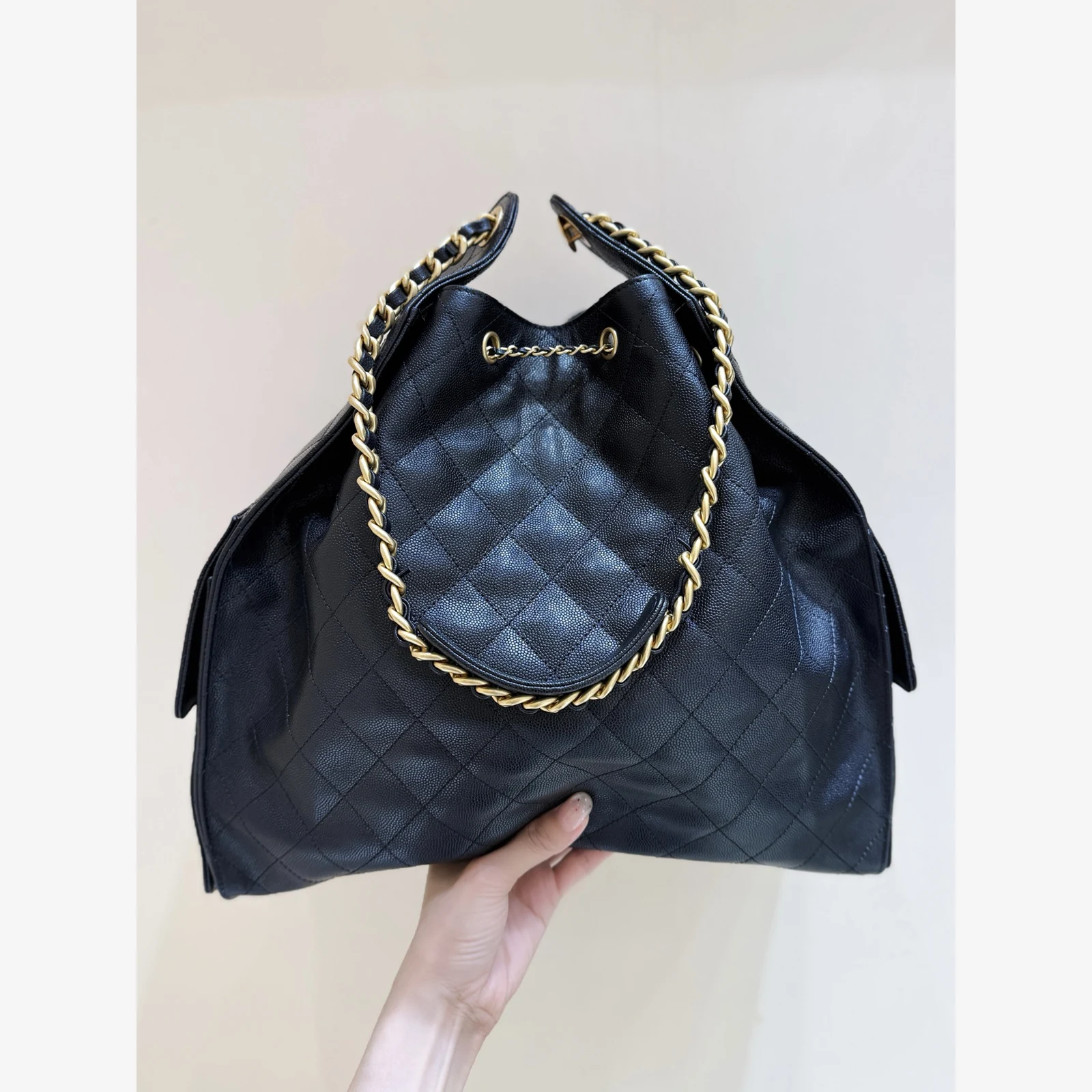 Chanel 25 Large Handbag AS5553 · Grained Calfskin Black · Grained Calfskin · Gold-Tone Metal