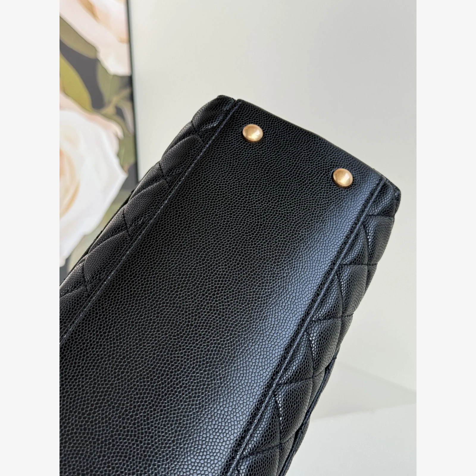 Chanel Large Flap Bag with Top Handle A92991 · Black Grained Calfskin — image 6