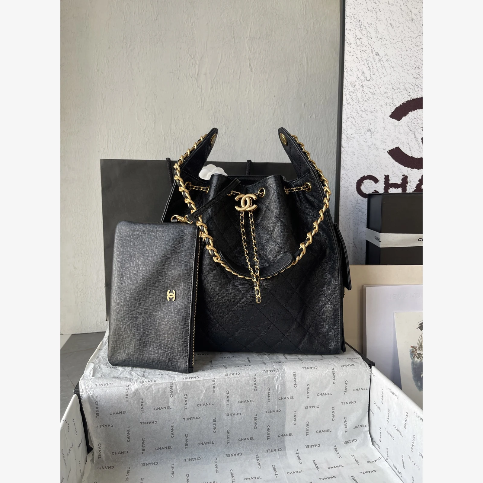Chanel 25 Medium Handbag AS5311 · Black Black · Grained Calfskin · Gold-Tone Metal