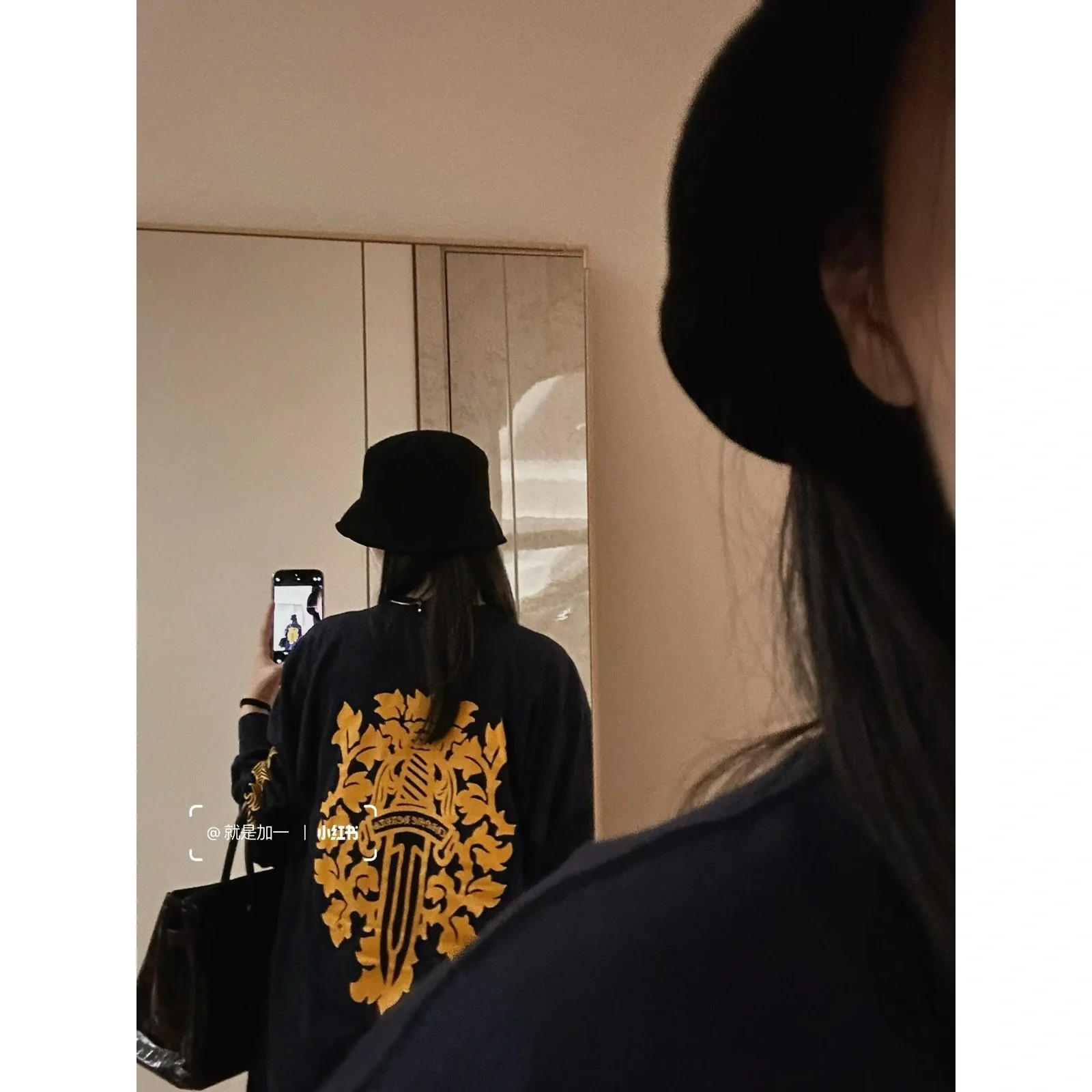 Chrome Hearts Vine Dagger Long Sleeve Tee Navy / Gold
