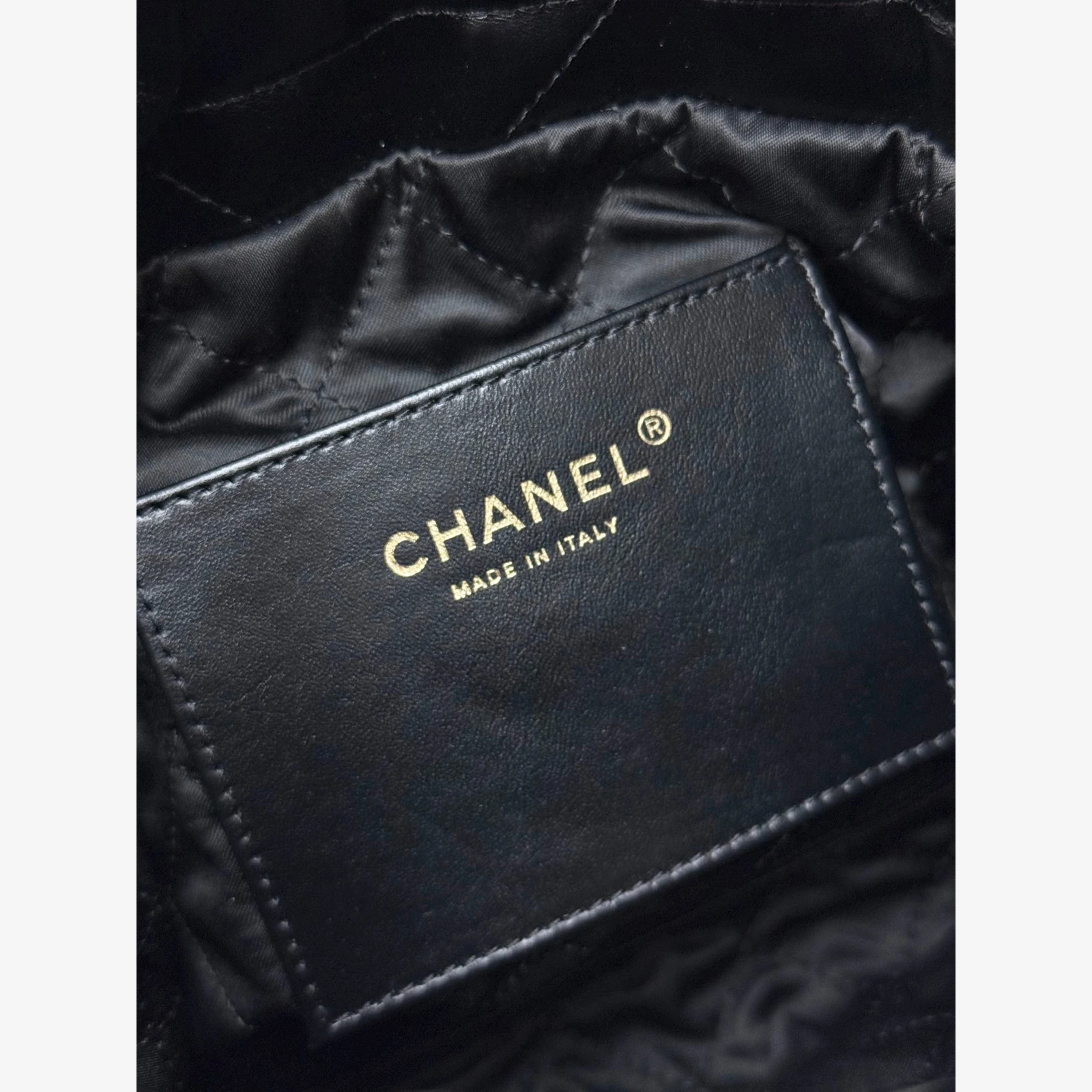 Chanel 22 Mini Handbag · Black Shiny Calfskin Black · Shiny Calfskin · Gold-Tone Metal