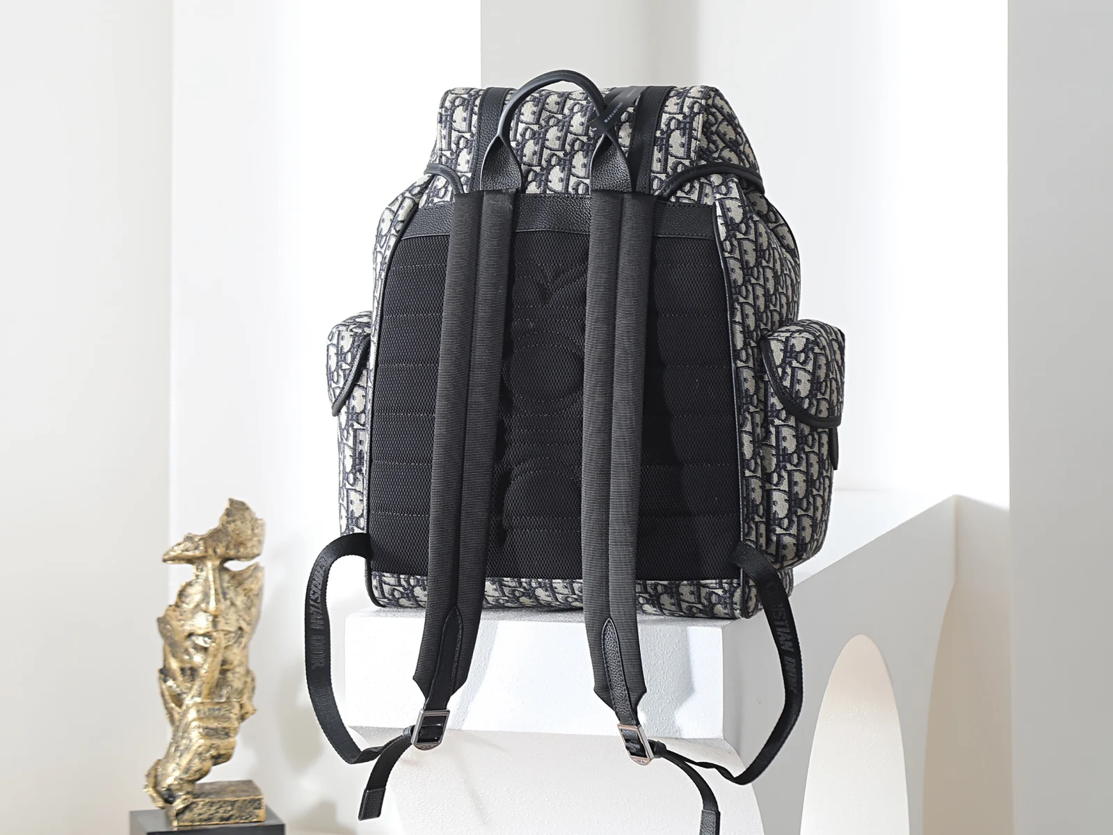 Dior Hit the Road Backpack with Flap Beige and Black Dior Oblique · 1ESBA205YKY_H27E