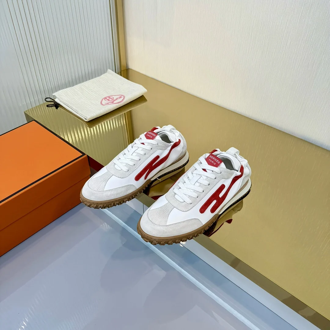 Hermès Deep Sneaker Blanc / Rouge Grenadine