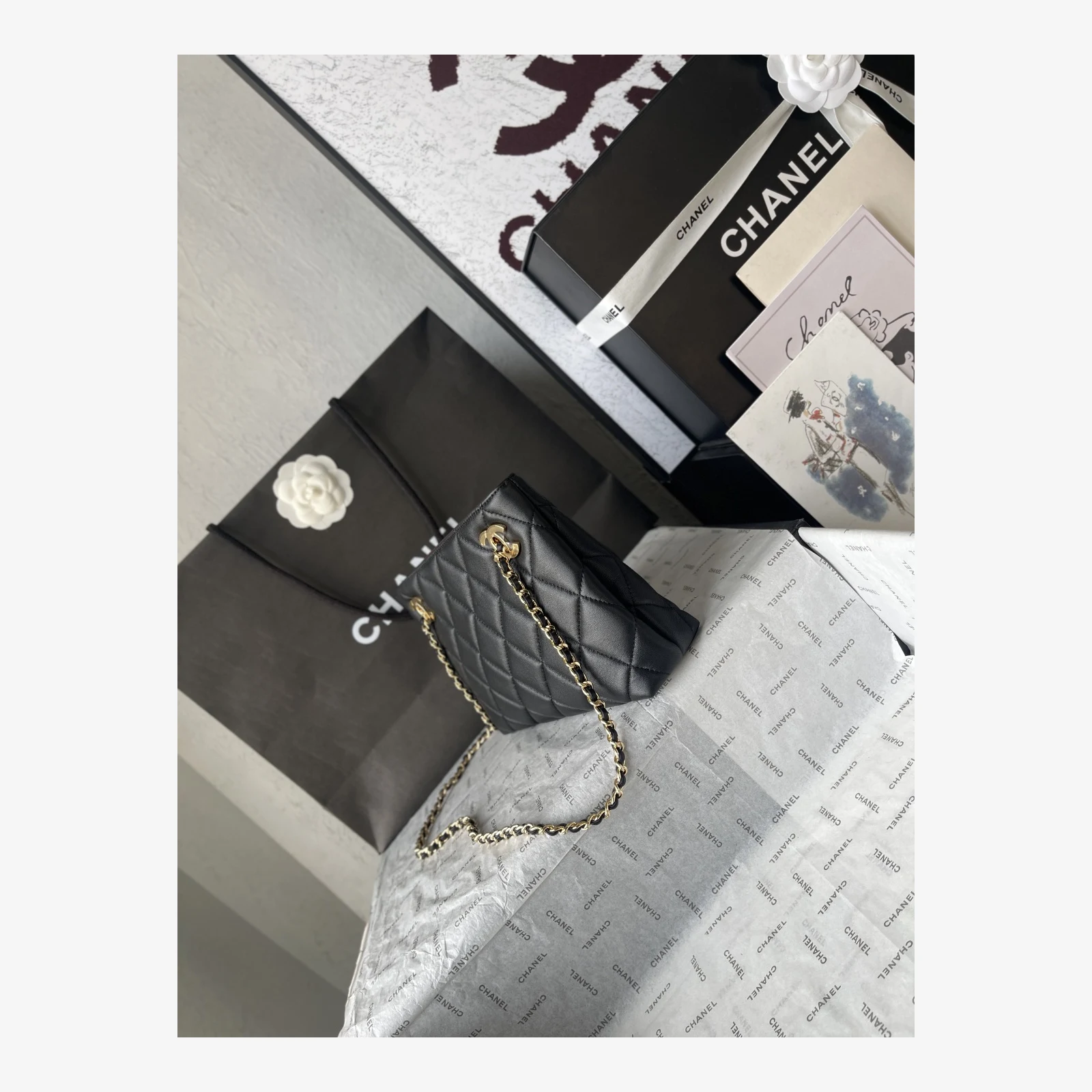 Chanel Mini Shopping Bag AS6248 · Lambskin Black · Lambskin · Gold-Tone Metal